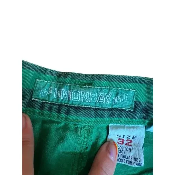 UNIONBAY Extra Comfort Women's 90s Preppy Bermuda Green Short Striped Size 32 - Picture 10 of 15